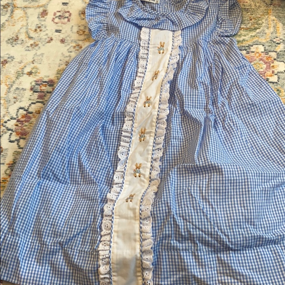 Easter Dress Size 5 Emroidered Bunnies